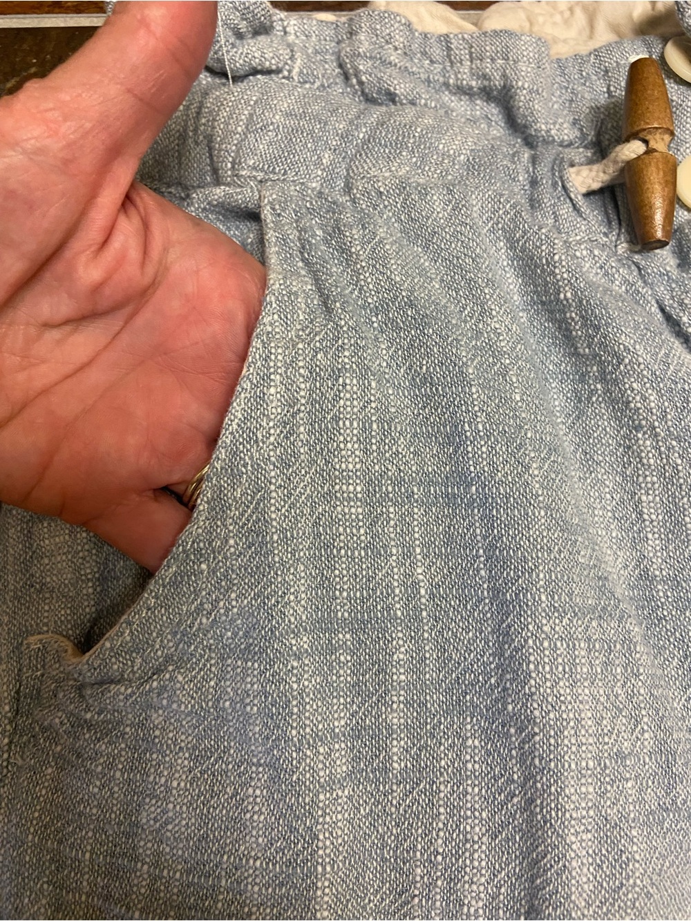 Free People Paradise Linen Blend Chambray Ankle/Crop Pants Size XS Coastal Beach - Picture 10 of 15